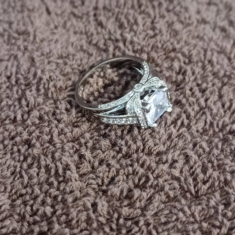 New, Classic Princess Cut White Sapphire Ring in Various Sizes